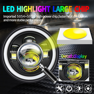 ไฟหน้า LED 7นิ้วแบบวงแหวน RGB H4 H13โปรเจคเตอร์ RGB หลากสีไฟหน้าสำหรับ Jeep Wrangler Tj Jk - Product Image 6
