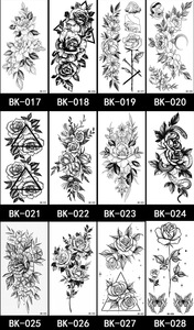 Adesivi per tatuaggi con <span class=keywords><strong>fiori</strong></span> per schizzi all'ingrosso adesivi per tatuaggi delicati fiore di rosa fiore in bianco e nero - Product Image 5