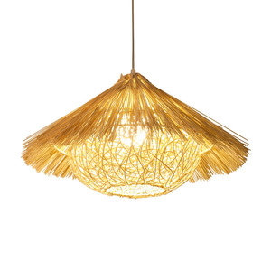 Vintage tessuto a mano pastorale Hotel ristorante Nongjiale <span class=keywords><strong>lampadario</strong></span> di medie dimensioni in Rattan <span class=keywords><strong>cappello</strong></span> di paglia nido di uccello per la casa Styling - Product Image 5