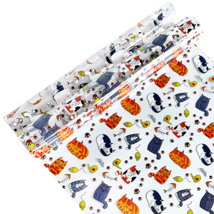 ฟิล์มพลาสติกไวนิลพิมพ์ลายแมวแมวแบบใสชุดรูปแบบการ์ตูนผ้าพีวีซีใสหนังสังเคราะห์กันน้ำสำหรับกระเป๋า - Product Image 5