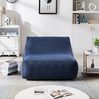 Canapé gonflable portable pliable en PVC écologique bleu avec cadre en bois, design moderne, personnalisé 93x66x78cm