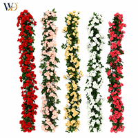 Guirnalda de Flores Artificiales de Seda con Rosas y Follaje Verde para Decoración Colgante de Balcón, Silla, Techo, Fondo de Truss para Bodas y Fiestas, Estilo Occidental