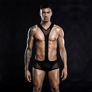 Lencería sexy masculina de malla transpirable, tanga clásica con tirantes, ropa interior tipo body, tanga de secado rápido - Product Image 6