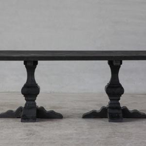 Mesa de comedor larga hecha a mano de madera de olmo recuperada, color negro carbón oscuro - Product Image 3
