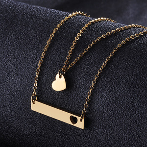 Colliers plaqué or OEM pour hommes, bijoux en acier inoxydable, avec Double couche, à <span class=keywords><strong>cœur</strong></span> creux, nom personnalisé, collier pour meilleur <span class=keywords><strong>ami</strong></span> - Product Image 4