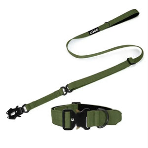 Correa y <span class=keywords><strong>Collar</strong></span> para Perro de Lujo, Personalizados, Resistentes, Tácticos, de Entrenamiento, Ajustables, con Hebilla Metálica y Clip de Rana, con Logotipo - Product Image 2