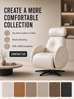 Fauteuil d'appoint moderne en cuir pleine fleur avec commande tactile manuelle, confortable pour salon, hôtel, appartement, chambre à coucher
