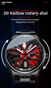 ファッションクリエイティブクールビークルカットアウトコンセプトダイヤルスポーツカーホイールウォッチホイール360回転 - Product Image 3