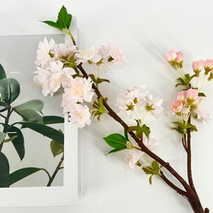 Fleur artificielle en soie, directement de l'usine, 48 cm, simulation de fleur de cerisier, bouquet pour mariage, décoration intérieure et extérieure. - Product Image 5