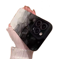 Coque de téléphone portable en TPU souple avec impression de peinture à l'encre dégradée noir et blanc pour iPhone 8 X Xr Xs 11 12 13 14 15 16 17 18 Pro Max