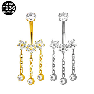 Anneau de nombril en titane F136 avec pendentif papillon incrusté de zircon, bijoux de piercing tendance pour femmes - Product Image 4