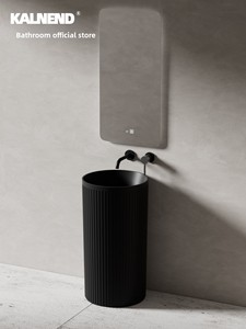 Lavabo sur pied en céramique cylindrique artistique, style crème, <span class=keywords><strong>sans</strong></span> <span class=keywords><strong>trou</strong></span> pour robinet, intégré au sol - Product Image 5