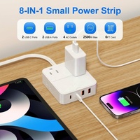 Estación de Carga USB PD de 20W, 2 USB-C, 2 USB-A, Cargador Rápido con Enchufe Estadounidense, Cable de Alimentación de CA Blanco para Teléfonos Móviles