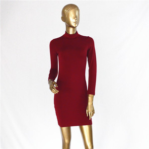 <span class=keywords><strong>Robe</strong></span> de hanche à manches longues pour femmes automne/hiver, haute élasticité, dos en métal, <span class=keywords><strong>robe</strong></span> <span class=keywords><strong>moulante</strong></span> avec fermeture éclair - Product Image 3