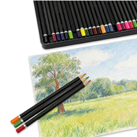 Ensemble de 36 crayons de couleur en bois, crayons de couleur de marque privée pour artistes, avec boîte en métal, pour le dessin, les portraits et la coloration pour enfants