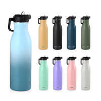 Nouveau design de gros personnalisé bouteilles d'eau de sport écologiques en acier inoxydable noir avec corde