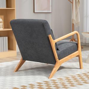 Fauteuil en velours et bois, style moderne et nordique, de luxe, pour salon, restaurant, café, hôtel, fauteuil d'appoint - Product Image 5
