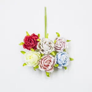 Commercio all'ingrosso 6 testa di fiore di rosa artificiale per la cerimonia nuziale bouquet