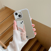 Nouvelle coque de téléphone miroir 3 en 1, coque de téléphone portable en PC, coque miroir électro-plaquée avec de grands trous pour iPhone 14, coque arrière