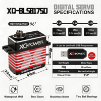 Moteur sans balais XQ POWER 75KG 8.4V HV, servomoteur RC, IP67 étanche, programmable, numérique, à couple élevé