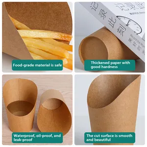 Nicro Eco-Friendly French Fries Dessert Snacks Kraft Paper Cup Ice Cream Packaging Disposable Sloped Paper Cups