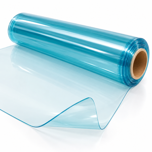 Rouleau de vinyle PVC transparent bleu clair, imperméable et flexible, pour la protection des tables et des meubles - Product Image 1