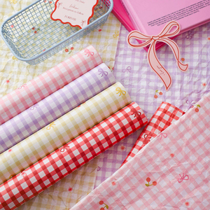 Papel de Regalo Estampado con Lazo de Cereza a Cuadros, Papel de Envolver Flores, Materiales para Floristería DIY - Product Image 1