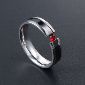 แหวนคู่รักไทเทเนียมสตีลประดับคริสตัลไรน์สโตนแบบฝังขอบ สำหรับสวมใส่ทุกวัน รุ่น SA608 - Product Image 3