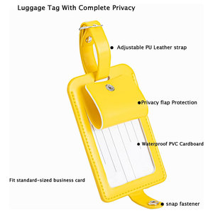 Étiquettes de bagages en cuir PU personnalisées avec porte-cartes, étiquettes de bagages en cuir véritable pour le voyage, personnalisables - Product Image 2