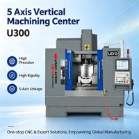 Centre d'usinage vertical 5 axes LEYO U300 HSKA63 CNC VMC, machine de fraisage haute précision avec changeur d'outils 24T pour le fraisage des métaux