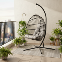 Fauteuil suspendu en rotin tressé, livraison directe usine, pour maison, bureau, jardin, terrasse extérieure, mobilier de jardin, chaises suspendues pliantes en forme d'œuf