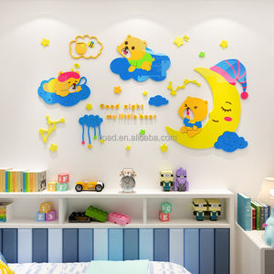 3D camera dei bambini cartone animato orso adesivo acrilico sulla decorazione della parete della luna - Product Image 1