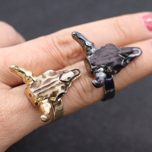 Anillo de Compromiso RR1005 Popular de Resina Dorada, Plateada y <span class=keywords><strong>Negra</strong></span> con Diseño de Calavera de Toro, Cuernos y Esqueleto, Regalo para Ella - Product Image 2