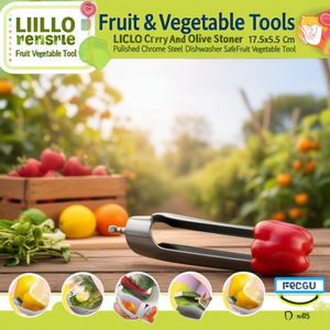 Lillo เครื่องล้างจานเชอร์รี่และมะกอก17.5X5.5ซม. เครื่องล้างจานเหล็กโครเมี่ยมขัดเงาเครื่องมือผักผลไม้ที่ปลอดภัย - Product Image 3
