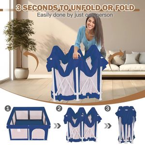 Base antideslizante de seguridad Baby Playard 50in * 50in Valla de Juego plegable Caja de juegos para niños Corralitos para niños - Product Image 3