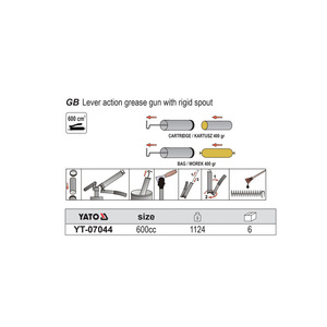 Pistolet à graisse manuel Yato grande capacité en alliage d'aluminium pour machines lourdes YT-07044 - Product Image 2