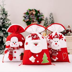2025 décorations de noël créatif Double pièce tissu tricoté sac cadeau père noël wapiti bonhomme de neige sac cadeau sac cadeau - Product Image 1