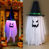 Chapeau de sorcier lumineux d'Halloween, lanterne fantôme, décorations LED pour accrocher au mur dans la pièce pour créer une ambiance festive