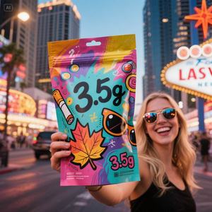 In Stock Custom Printed Logo Stand Pouch Moisture Proof Gravure Printing Die Cut Holographic Plastic Soft Touch 3.5g Mylar <b>Bag</b> - Product Image 3