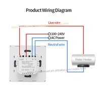 Interrupteur intelligent pour chaudière et chauffe-eau, compatible Tuya Wifi, 86*86 format EU, avec minuterie, 20A 4000W, commande tactile, type mural