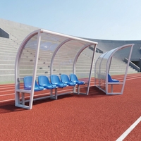 Abri de remplacement pour joueurs de football monté au sol, cadre en aluminium, bancs de remplacement pour stade, sièges pour les côtés du terrain PB-ZKBB