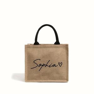 Sac de plage en lin personnalisé avec motif uni, cadeau portable pour femmes et couples, pour le rangement des articles de toilette en voyage - Product Image 3