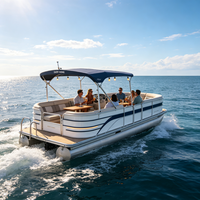 Bateau ponton en aluminium à double pont de 30 pieds, yacht de luxe pour fêtes, canapé, cuisine, KTV, remorque en option