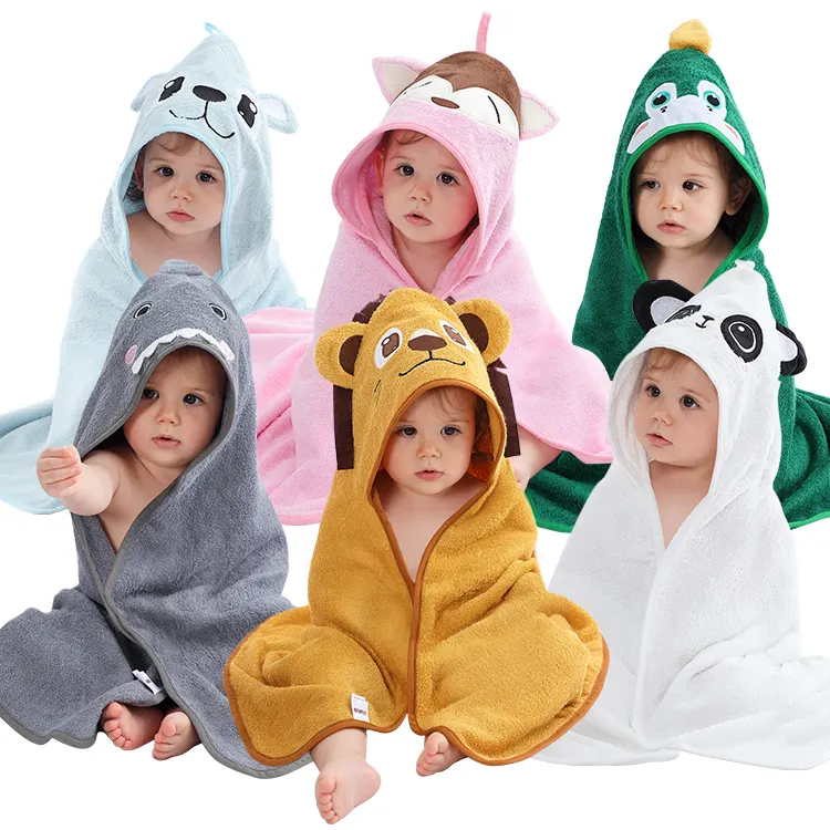 Michley Capuchon Schattige Bamboevezel Badhanddoek Jongens En Meisjes Haai Absorberende Cartoon Dieren Badjas Groothandel Kinderen Handdoek