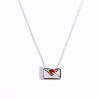Personnalisé Offre Spéciale Coeur Zircon Or Argent Plaqué Unisexe LOVE Enveloppe Pendentif Collier