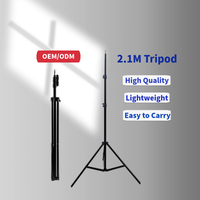 KALIOU-Anneau lumineux LED pour vidéo professionnelle, perche à selfie, appareil photo, support de téléphone portable, trépied, 2,1 m, E050