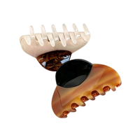 Pince à cheveux grande taille en acétate épissé, motif grain de bois, bloc de couleur, pince requin élégante pour femme, accessoires pour chignon arrière, printemps-été