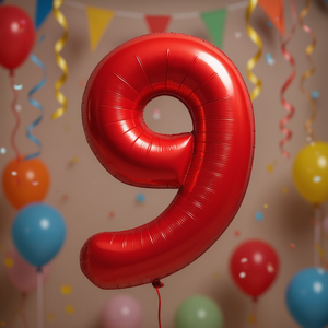 Ballon en aluminium rouge numéro 9 Party Love 80 cm pour décoration de fête d'anniversaire pour enfants - Product Image 3