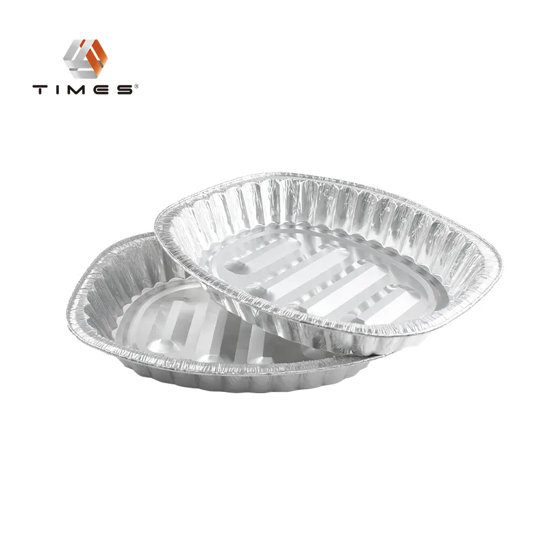 5500Ml Aanpasbare Kom Aluminiumfolie Dienblad Ovale Pannen Aluminiumfolie Container Voedselverpakking Pan Recyclebare Aftake-Out Pan Bbqfor