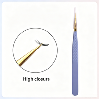 Pince à épiler professionnelle Yucagci en acier inoxydable, motif poisson rouge violet, pour extensions de cils, outil de maquillage